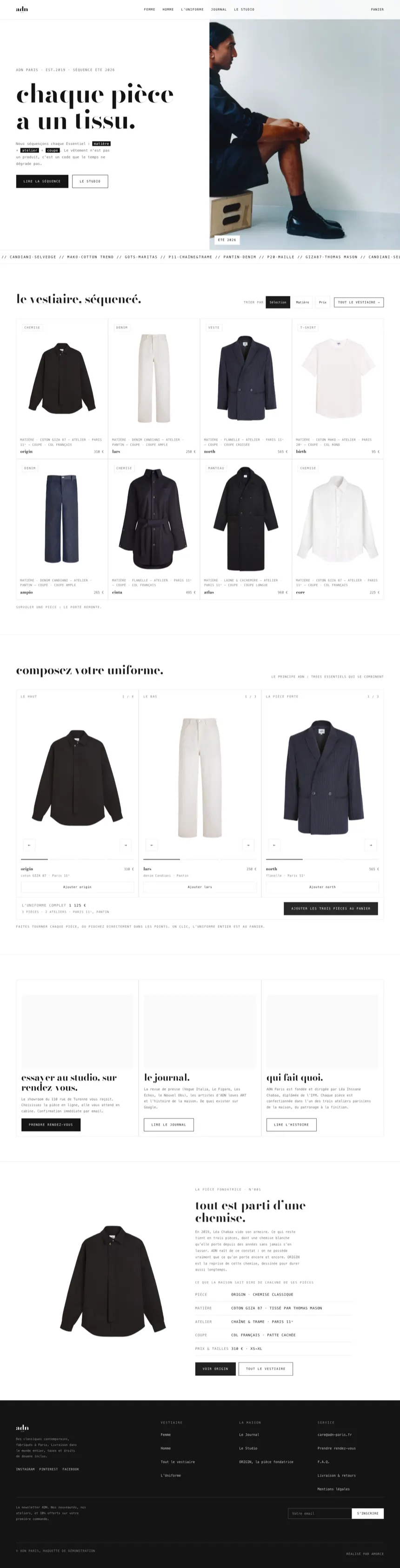 Aperçu du site ADN Paris, prêt-à-porter